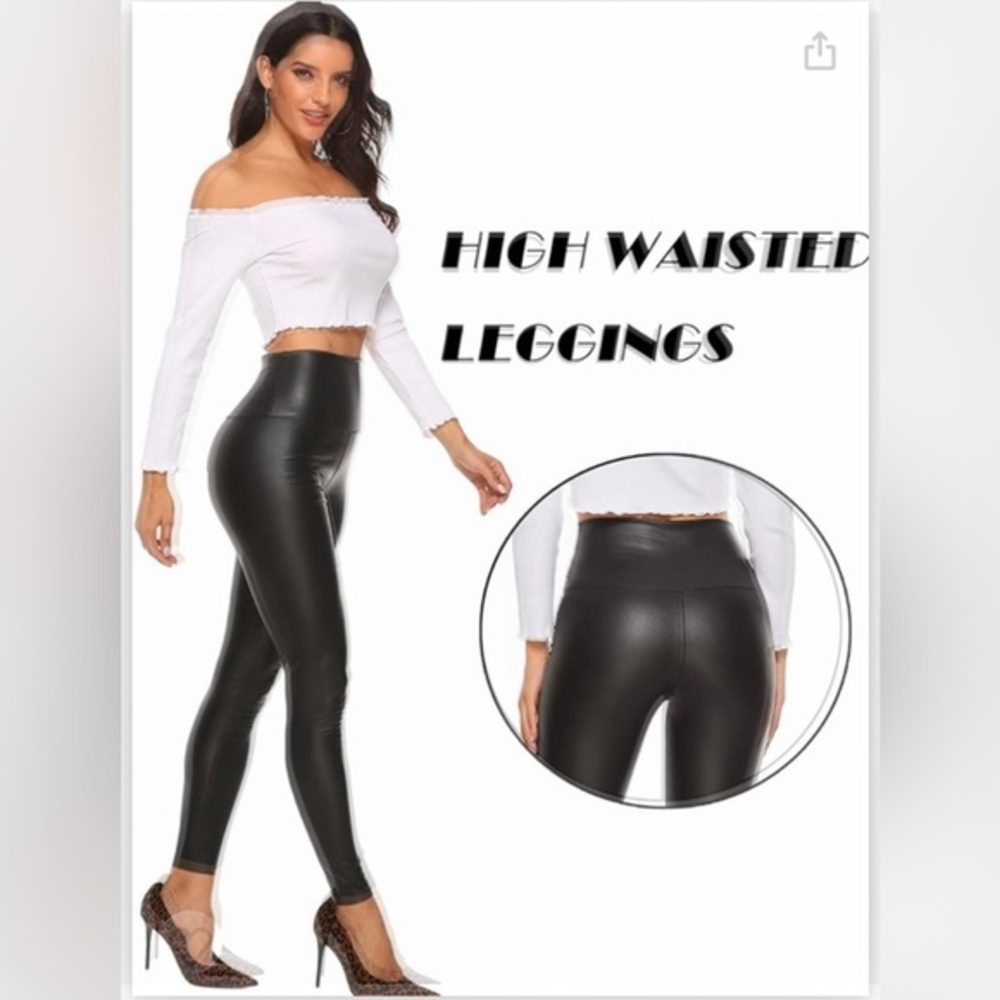 SUPER HOT🔥 Faux Leather Booty Lifting Black Leggins Pants